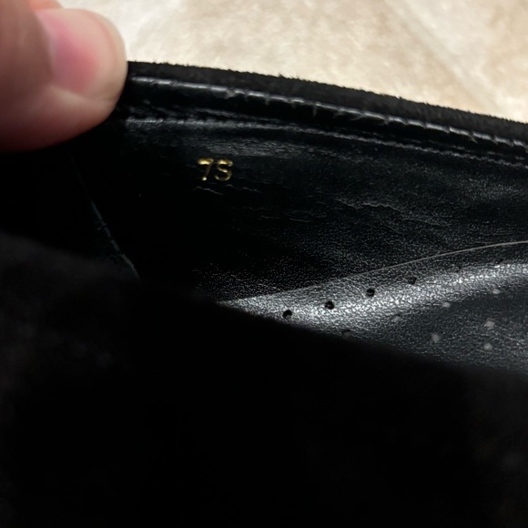 Vaneli Ballet Flats Womens 7 Slim Black Suede with Brown Cap Toe - Picture 6 of 9